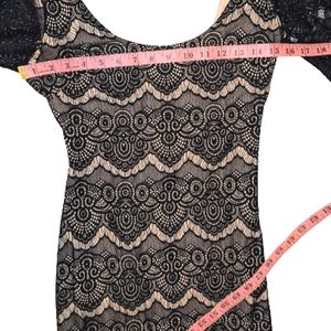 Last chance! BEBE Womens Dress with Lace Black and Tan Bodycon Style Size Small